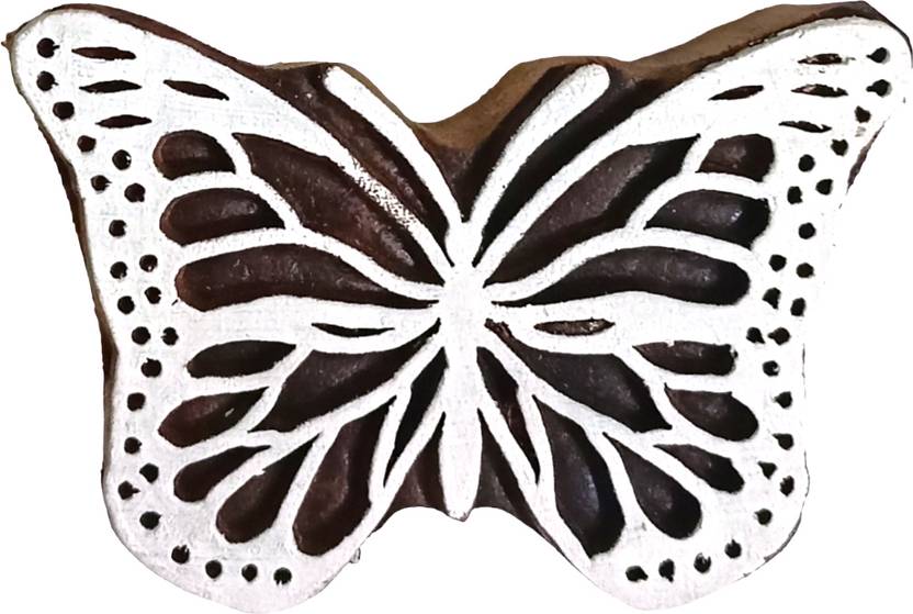 Kraftwala Wooden Printing Block Butterfly Stamp for DIY Crafts and Fabric Printing Blocks