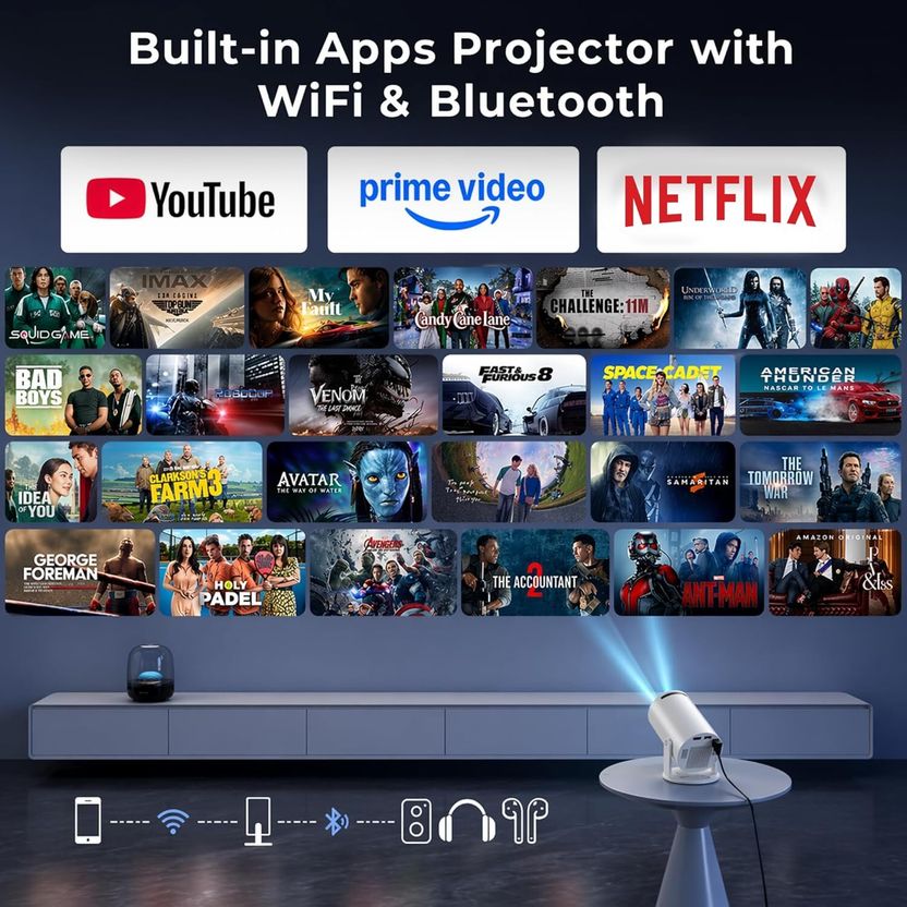 DecoCraftCreations 4K Android LED Projector - Image 4