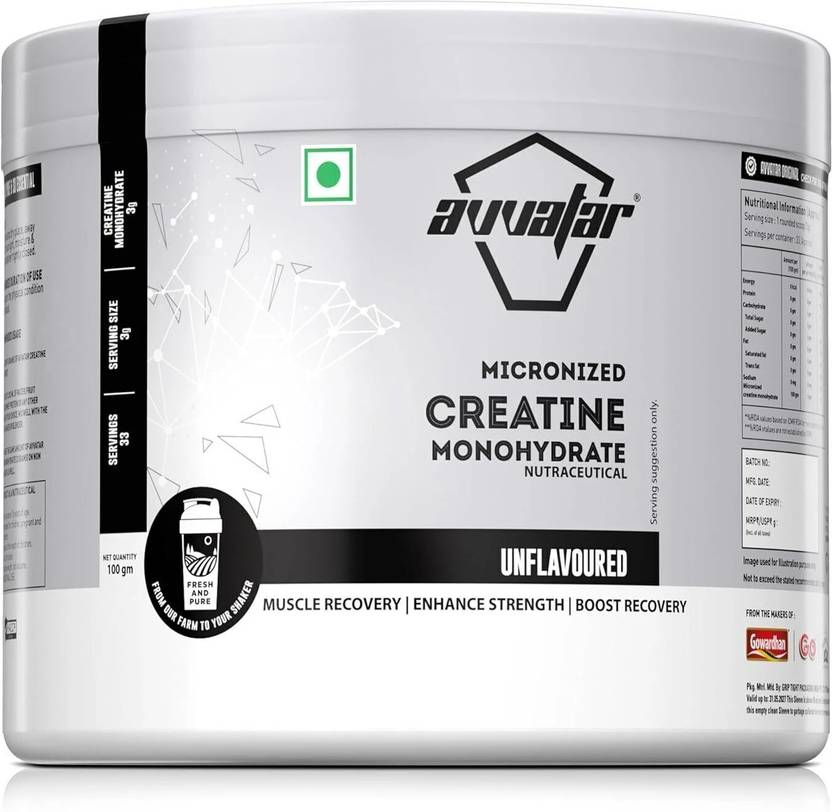 Avvatar Micronised Creatine Monohydrate 100 gm (Unflavoured) Creatine