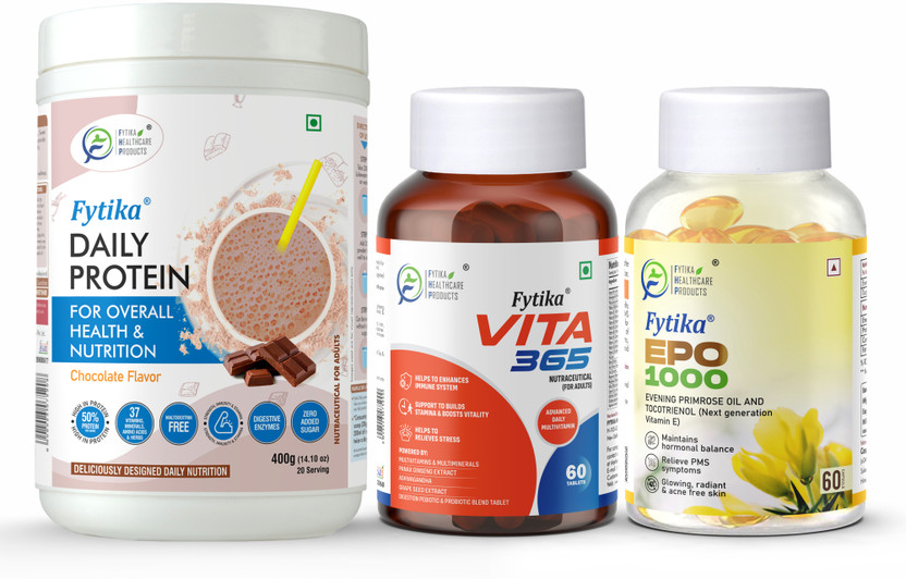 FYTIKA Daily Protein Chocolate flavour-400G + Vita 365-60 Tabs +