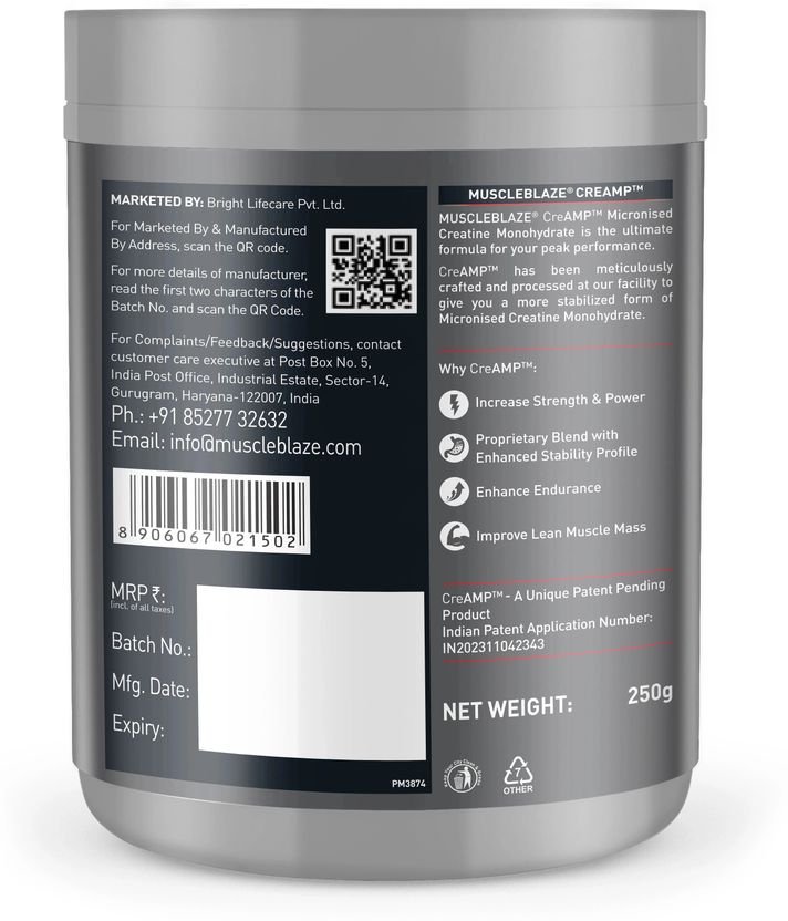 MUSCLEBLAZE Creatine Monohydrate 250g Unflavoured - Image 6