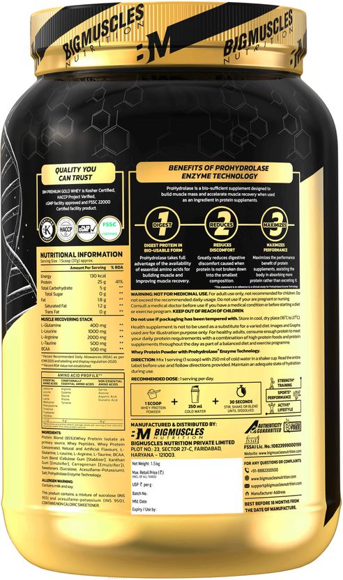 BIGMUSCLES Premium Gold Whey Protein 1.5 kg - Image 7