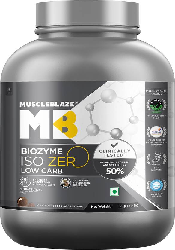 MUSCLEBLAZE Biozyme IsoZero, Low Carb, 100 Pure Isolate Whey Protein
