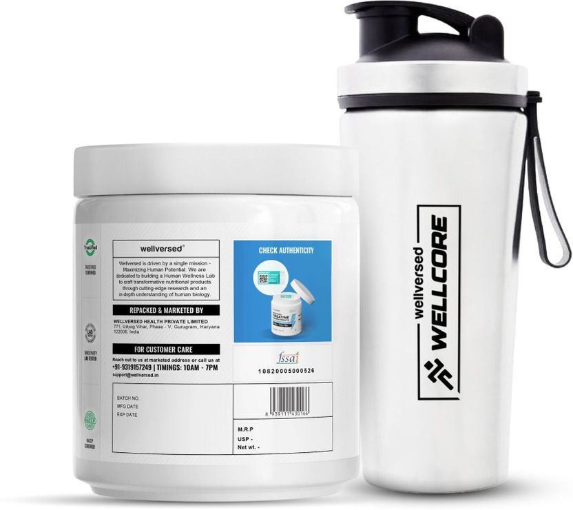Wellcore Micronised Creatine Monohydrate + Steel Shaker - Image 6