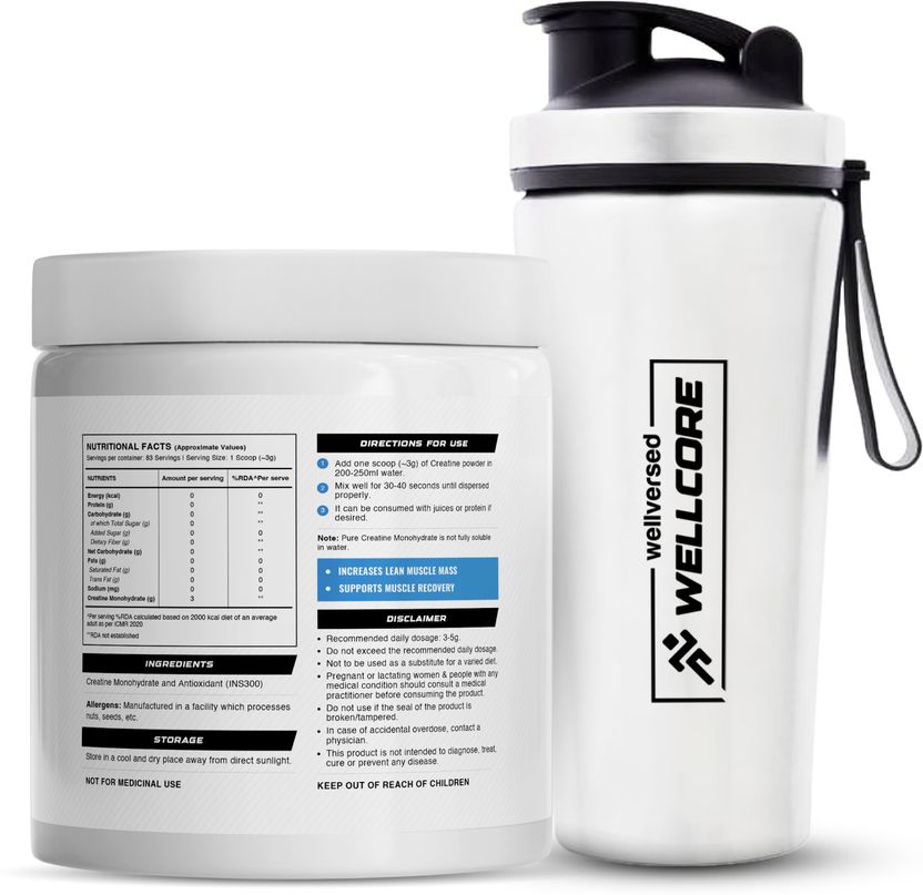 Wellcore Micronised Creatine Monohydrate + Steel Shaker - Image 5