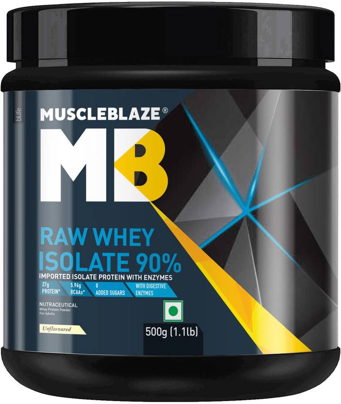 MUSCLEBLAZE Raw Whey Isolate 90, Light & Clean Protein, Easy to Digest