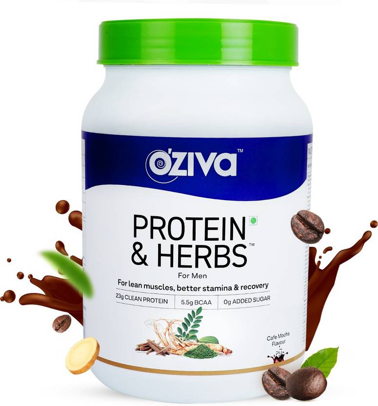 OZiva Protein & Herbs Men for Muscle Building, Recovery and Stamina, No