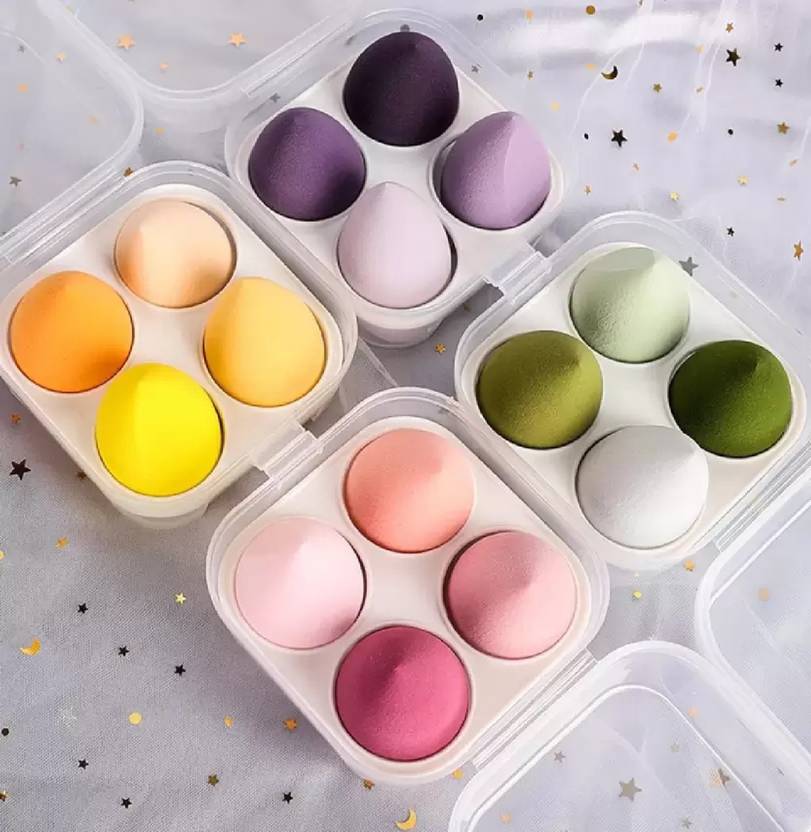 balaan's beauty bazar Blender Sponge 4 Pcs in A Storage Box ,Makeup Foundation Sponge (Pack Of 4 )