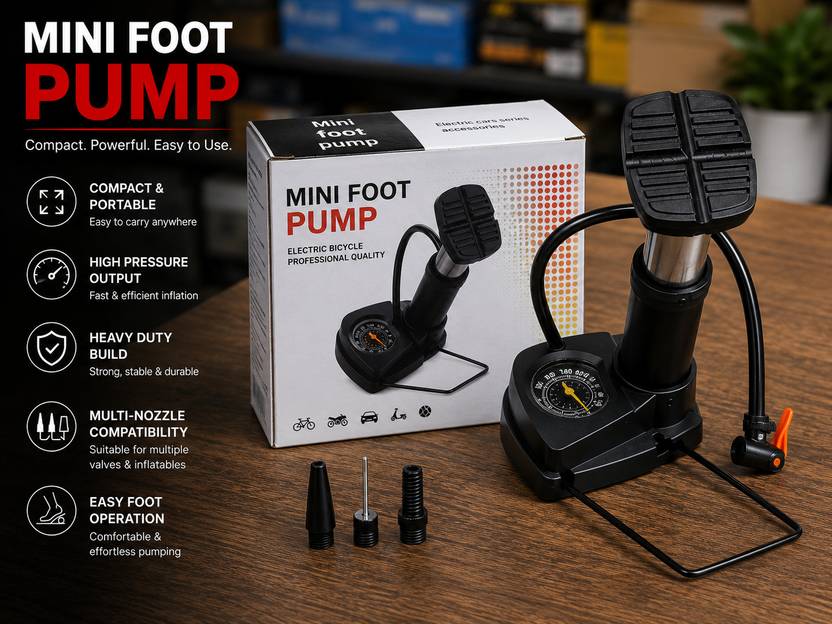 Austrich Mini Foot Pump, Compact and Portable, High Pressure Output, Handball Pump Pump