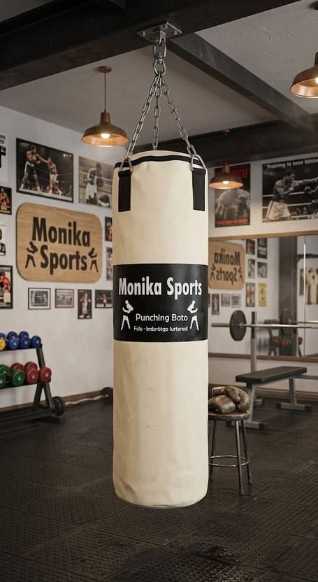 Monika Sports 4 Feet Unfilled Boxing Bag with Hanging chain free Hanging Bag