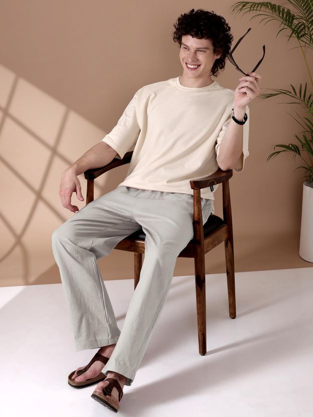 BEYOUNG Light Grey Loose-fit Pyjama For Men - Image 4