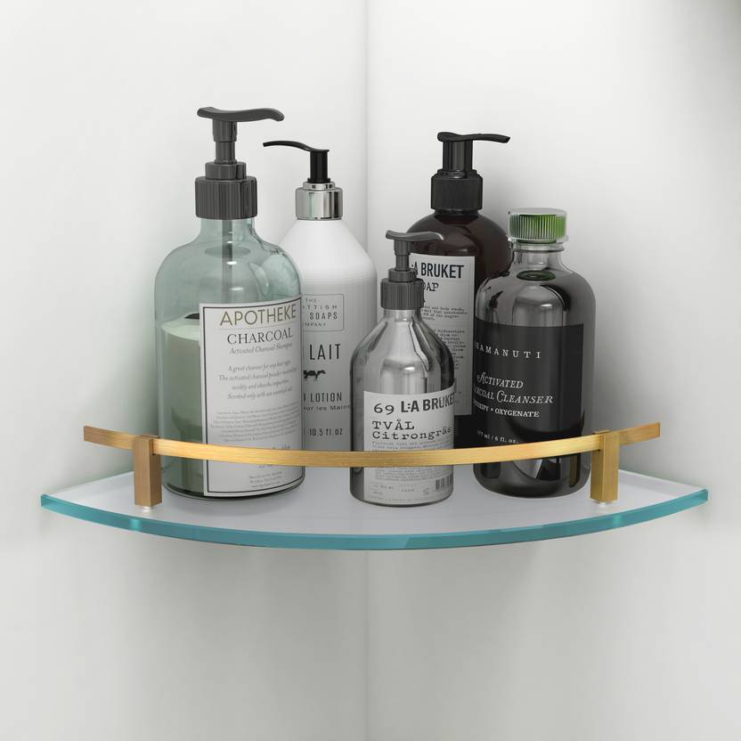 Plantex Premium Frosted Transparent Glass Corner/Shelf for Bathroom ...
