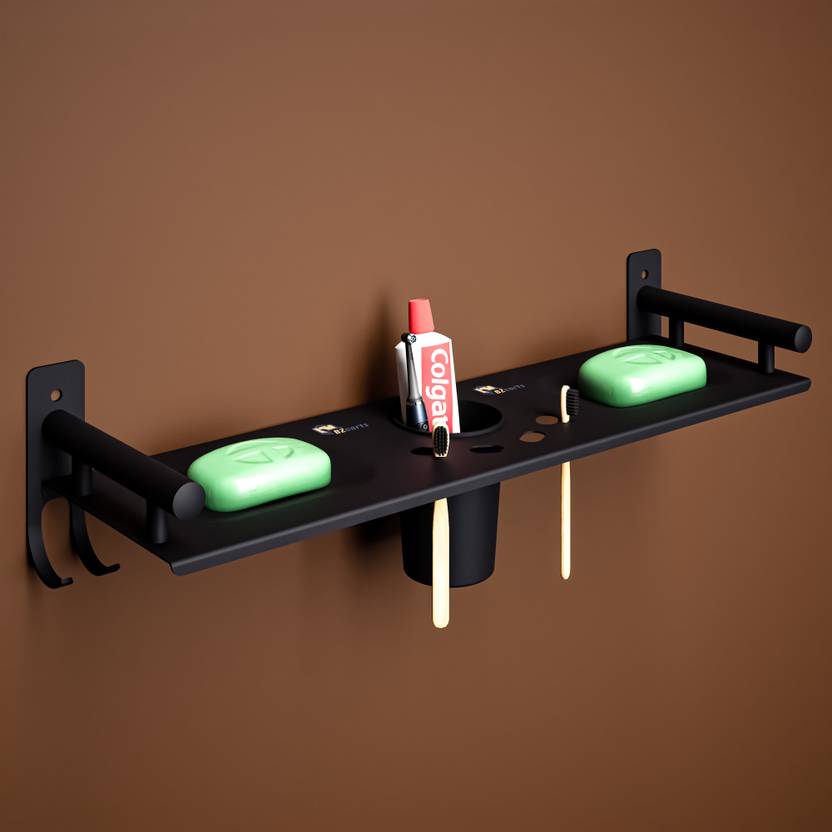 Bzcarts Black S S Bathroom Rack Shelf Organizer Wall Mounted Accessories Holder Stainless Steel Wall Shelf