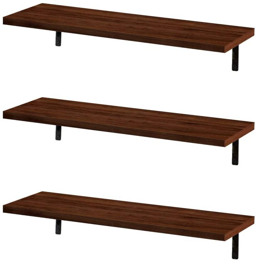 Flux Floating Wooden Wall Mounted Shelf for Living Room Book Shelves