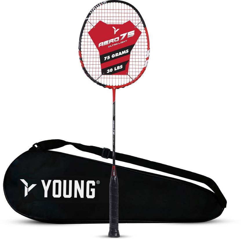 Young Aero 75 Ultra Light (75g, Pro-Grade) Red, Black Strung Badminton ...