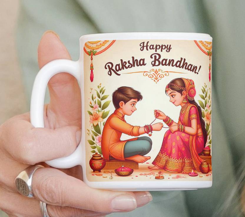 Goldencity White Ceramic Rakhi RKBD5 New6 RKBD5 New6 Ceramic Coffee Mug
