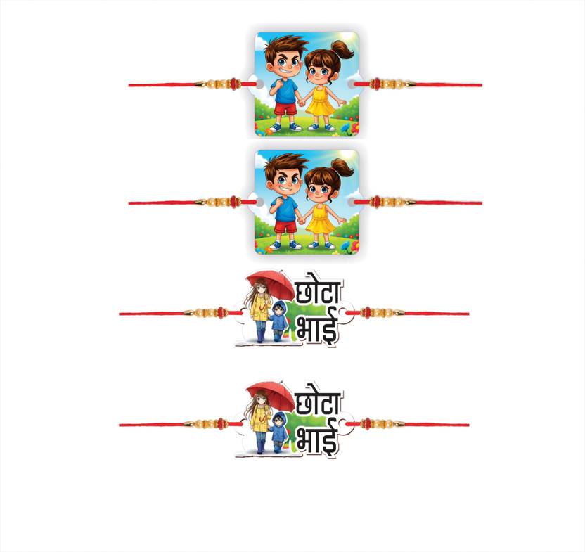 Designer Bhai Bahan, Chota Bhai Yarn, Sandalwood, Assorted Rakhi by Phonedda