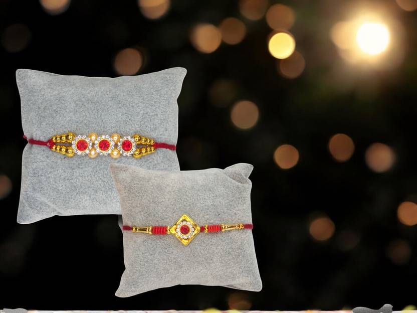 Bhaiya Bhabhi FLIP Couple Rakhi (3+Square)NEW RED Assorted Rakhi by MISHAV