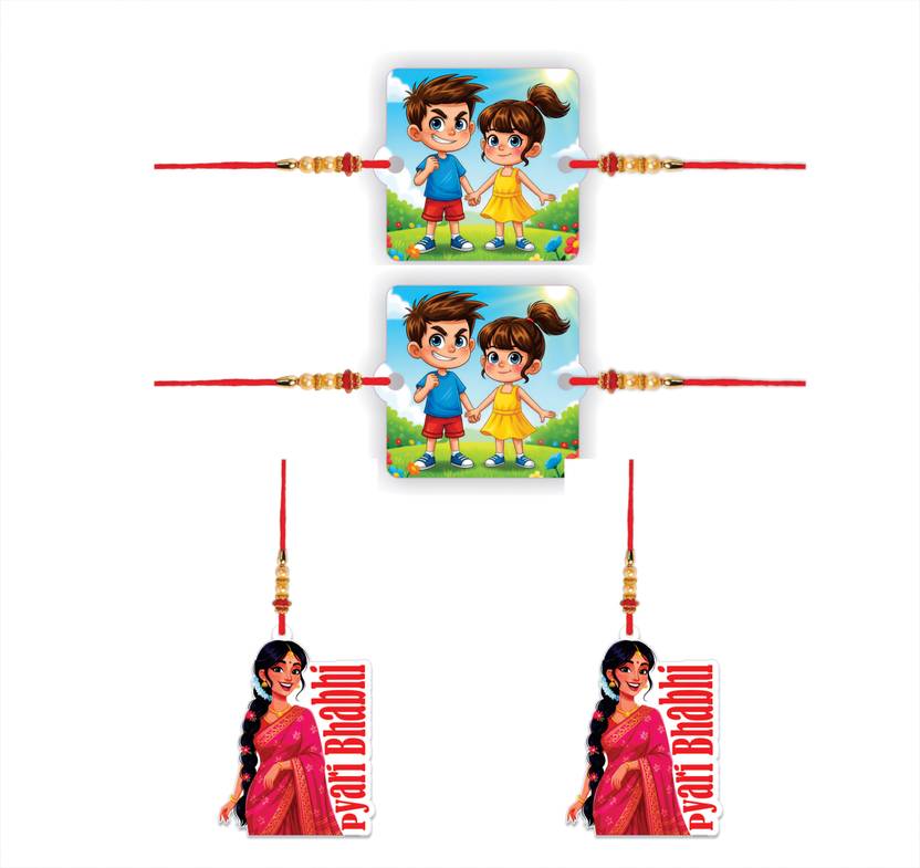 Designer bhai bahan and Pyari Bhabhi Yarn, Sandalwood, Assorted Rakhi by Phonedda