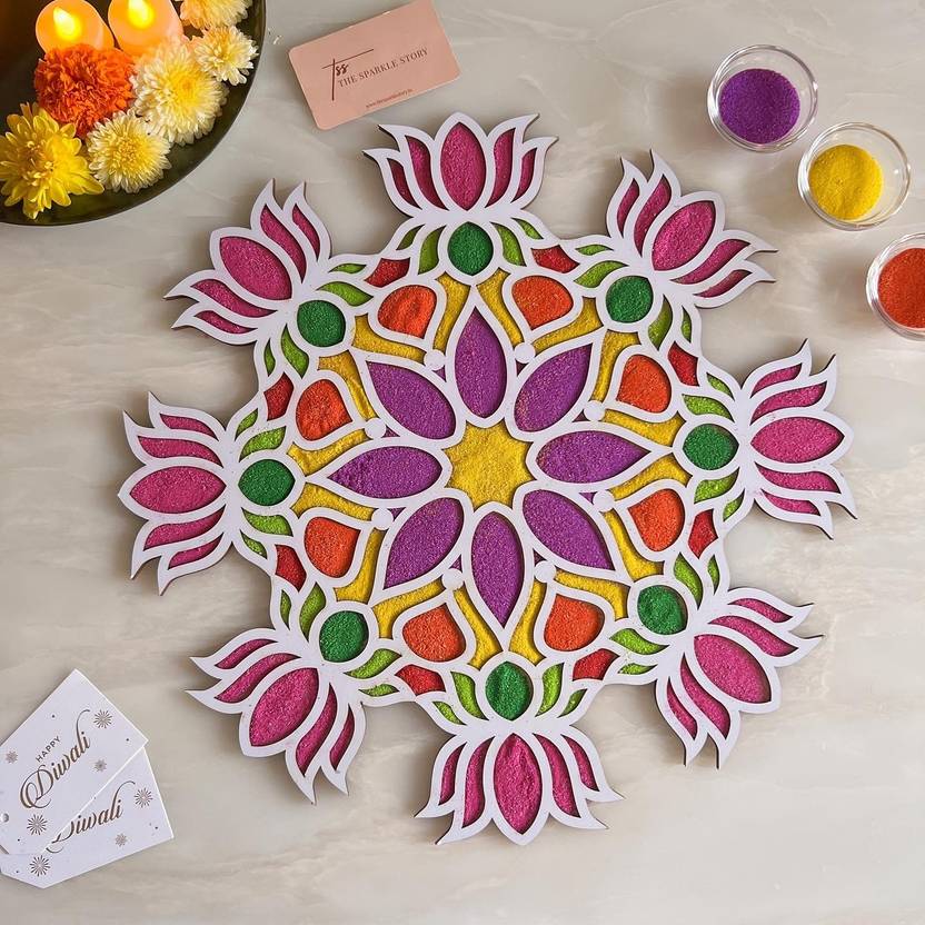 CraftVatika Rangoli Wooden Template Mat Stencil for Floor Home Diwali