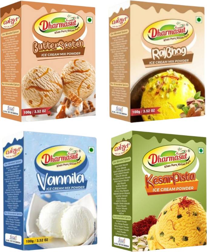 Dharmasut Butterscotch + Rajbhog + Vanilla + Kesar Pista Instant Ice