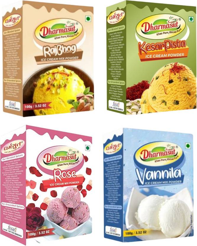 Dharmasut Rajbhog + Kesar Pista + Rose + Vanilla Instant Ice cream Mix