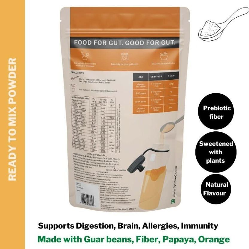 iyurved Family Prebiotic Gut Drink Powder Orange 175g - Image 2