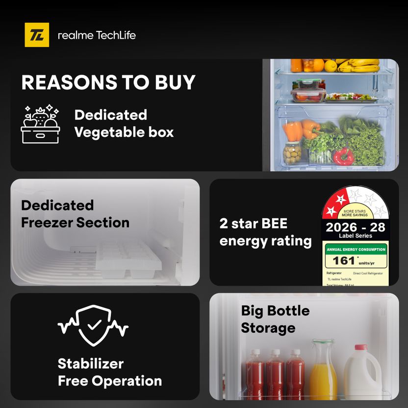 realme TechLife 84L Direct Cool Single Door Refrigerator - Image 2