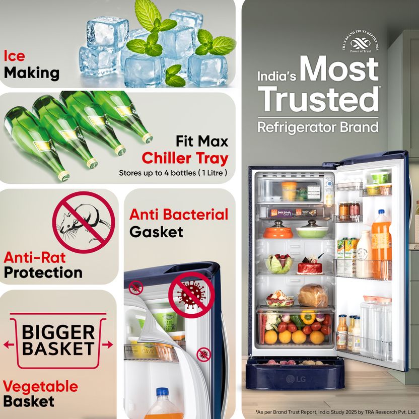 LG 185 L Direct Cool Single Door 5 Star Refrigerator - Image 4