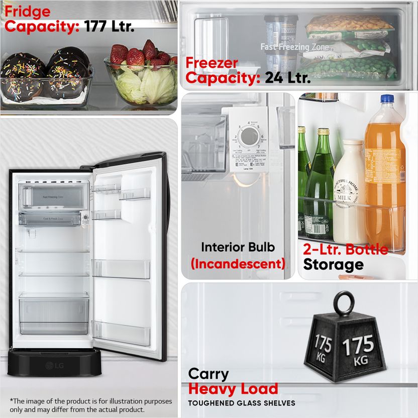LG 201 L Direct Cool Single Door 5 Star Refrigerator - Image 4