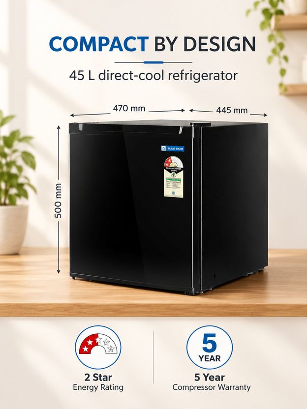 Blue Star 45L Direct Cool Single Door 2 Star Refrigerator (Blue) - Image 3
