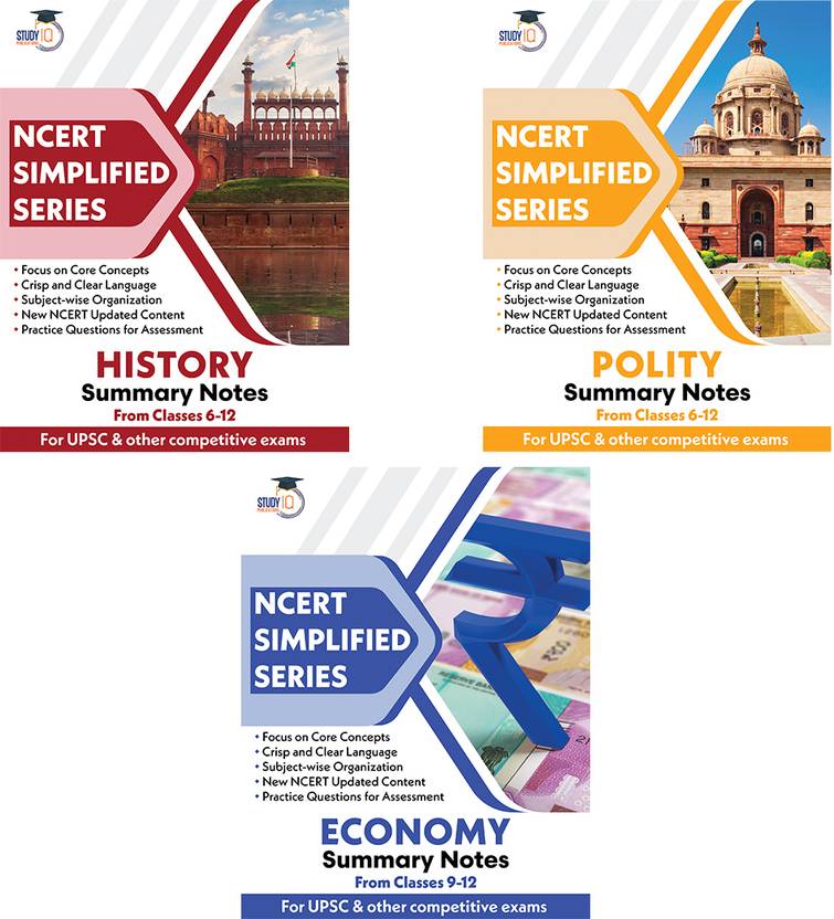 Set Of 3 History Polity & Economy NCERT Simplified Series Notes For