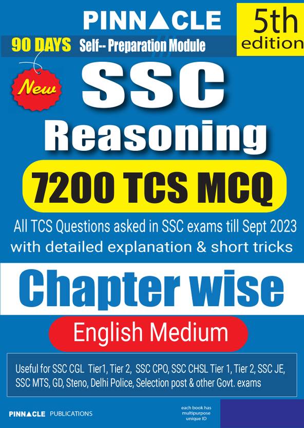 SSC Reasoning 7200 TCS MCQ Chapter Wise With Detailed Explanation 5th ...