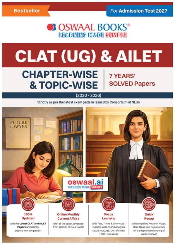 Oswaal Books CLAT (UG) And AILET| 7 Years' Chapter-Wise And Topic-Wise Solved Papers| (2020 -2026) | For 2027 Admission Test (Paperback, Oswaal Editorial Board)