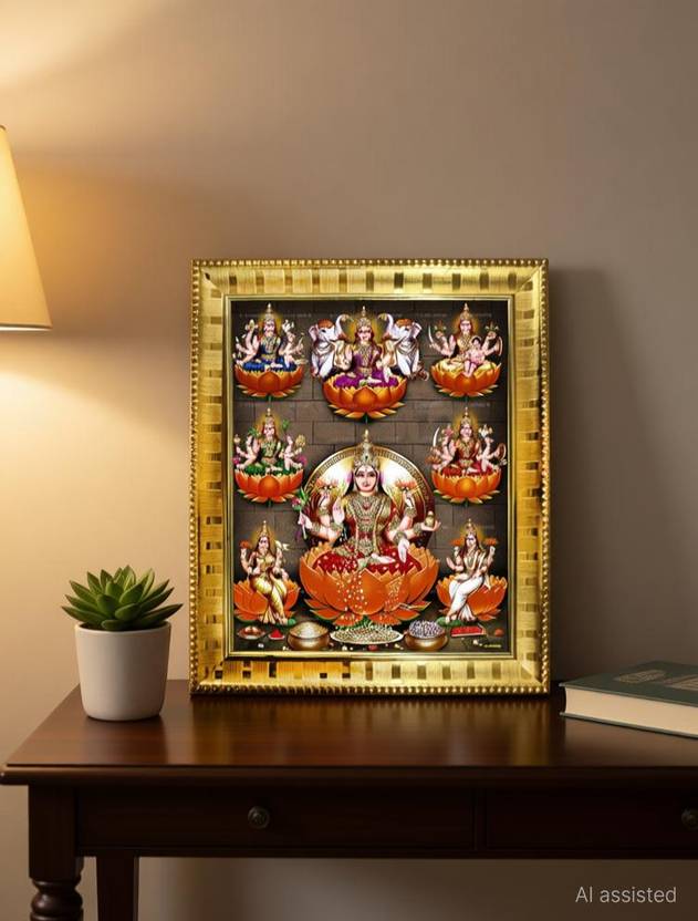 Maharajas Sri Ashtalakshmi Hindu God Digital Printed 7X5 inch photo Frame Religious Frame
