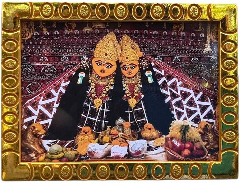 AURA POOJA Small Chamunda Mata Chotila Table Top Photo | Size 9 x 6.5 cm Religious Frame