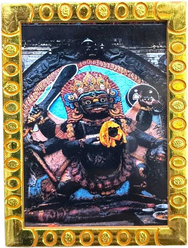 AURA POOJA Small Kaal Bhairav Ji Table Top Photo | Size 9 x 6.5 cm Religious Frame
