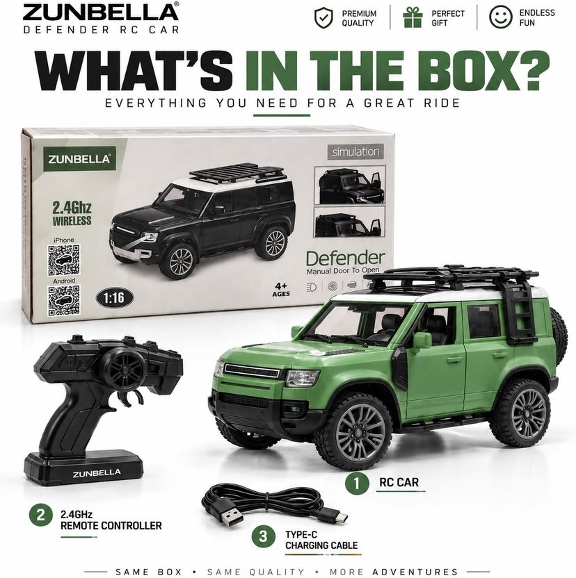 ZUNBELLA Defender Off-Road RC Car with App and Remote Control - Image 6