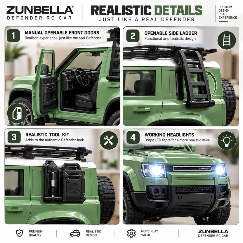 ZUNBELLA Defender Off-Road RC Car with App and Remote Control - Image 3