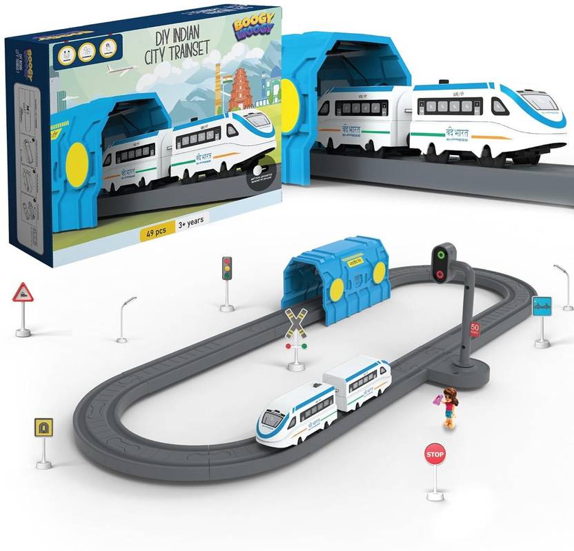 SHOPOGENIX 49 Piece Indian City Vande Bharat Express Train SetBattery