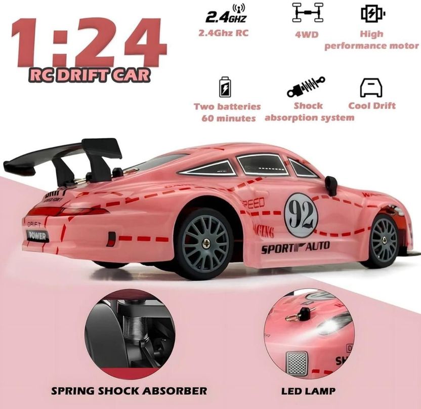 ETYMOCA RC Drift 1:24 Scale 4WD 2.4GHz High Speed Remote Control ...more - Image 3