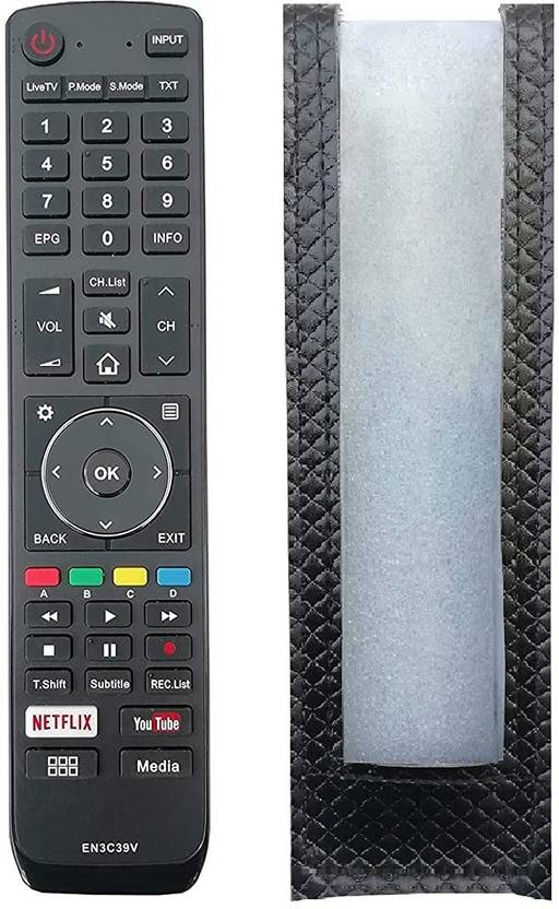 BhalTech EN3C39V PU Leather Case Cover Perfect Fitting Specially Designed Full Protective (Only Remote Cover) Pls Check Your Remote Dimensions Compatible for VU TV Remote Controller