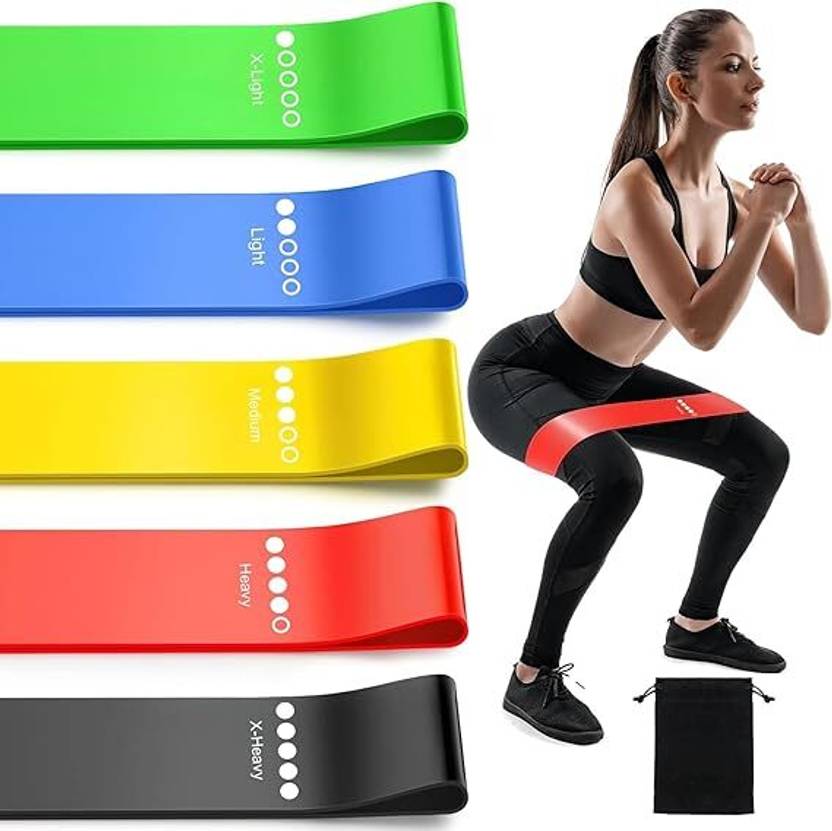 BSCENT Resistance Exercise Loop Bands Set of 5 Elastic Workout Bands for Home Gym, Yoga Resistance Tube