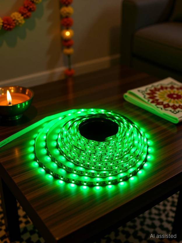 Adwait 600 LEDs 5 m Green Steady Strip Rice Lights
