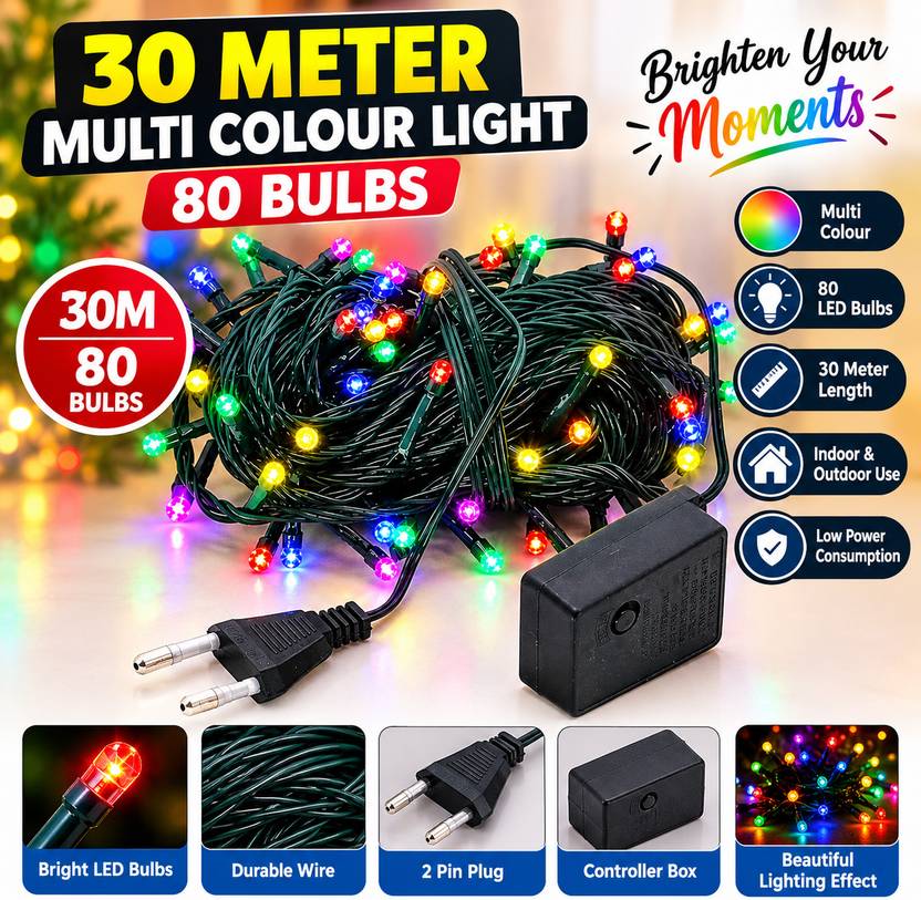 Adanoi 80 LEDs 30 m Multicolor Color Changing Ball Rice Lights