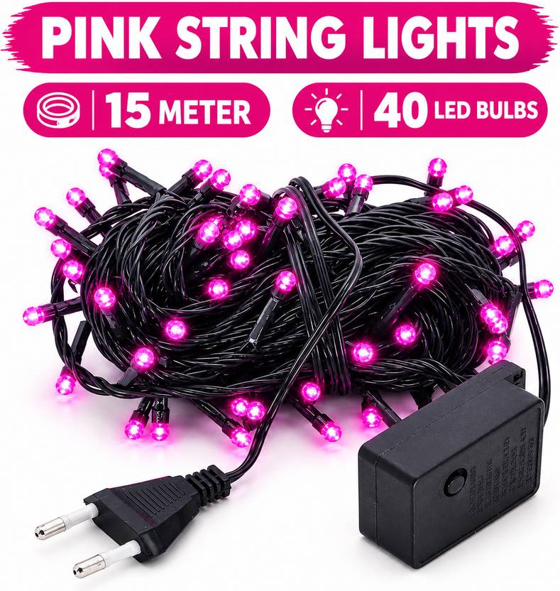 Adanoi 40 LEDs 15 m Pink Steady Ball Rice Lights