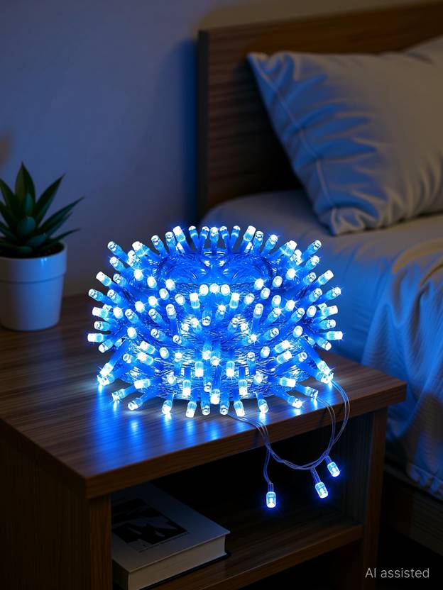 Biway 64 LEDs 20 m Blue Steady Ball Rice Lights