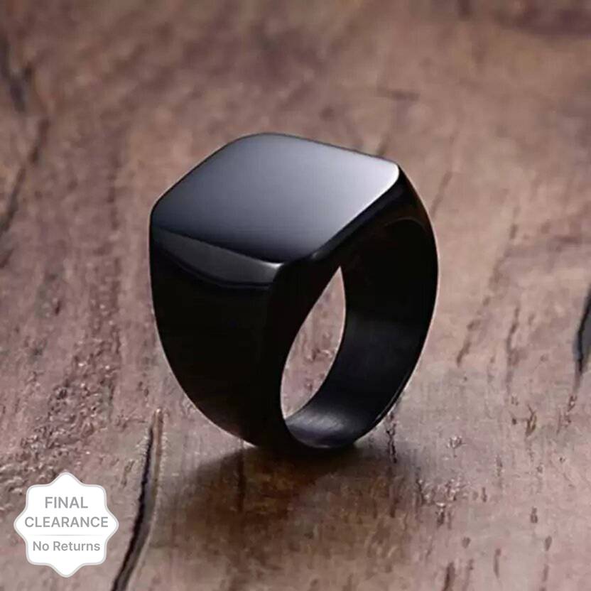 Black Square Width Vintage Ring Black Silver Plated Ring for men and boys Metal Black Silver Plated Ring