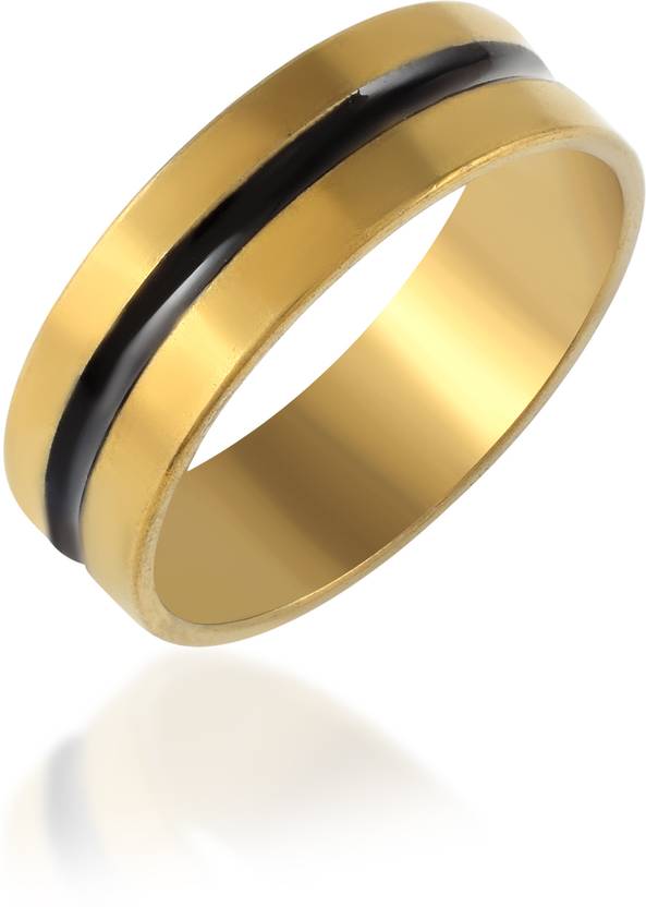 Admier Gold plated Black Band Ring Noble Men Band Style Titanium Steel Ring Alloy Gold Plated Ring
