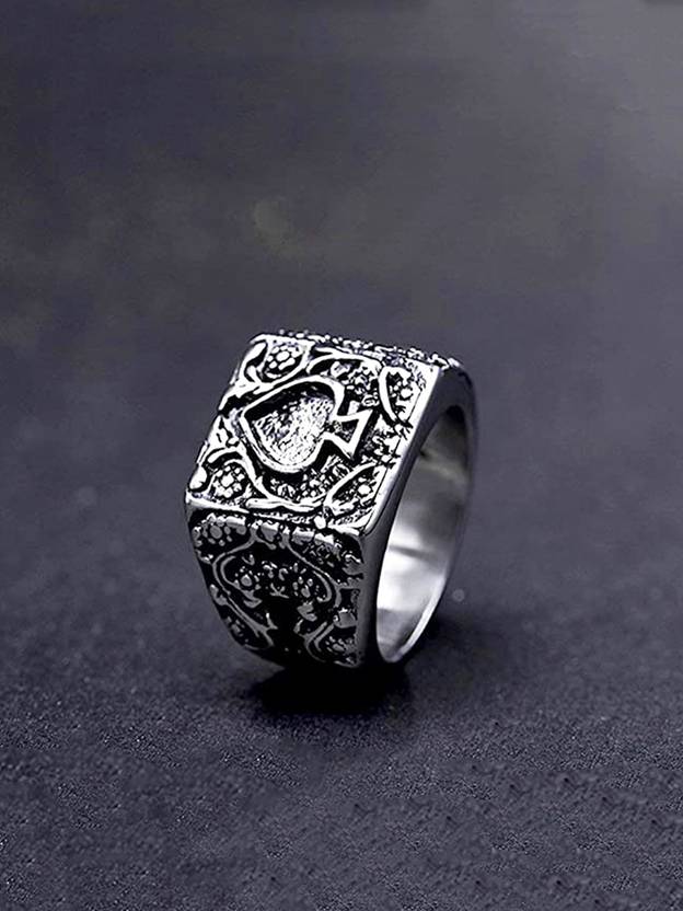 Stainless Steel Silver Black Design Band Ring for Men and Boys Stainless Steel Ring
